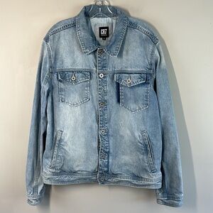 CR7 Blue Shadow Patch Trucker Jacket Size XL